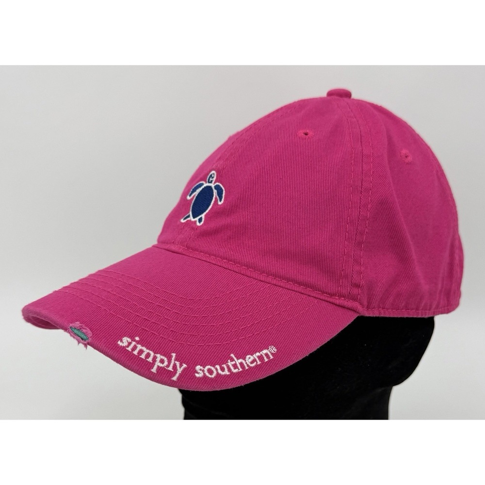 Simply Southern Hot Pink & Navy Blue Sea Turtle Cotton Hat Distressed Strap OSFM